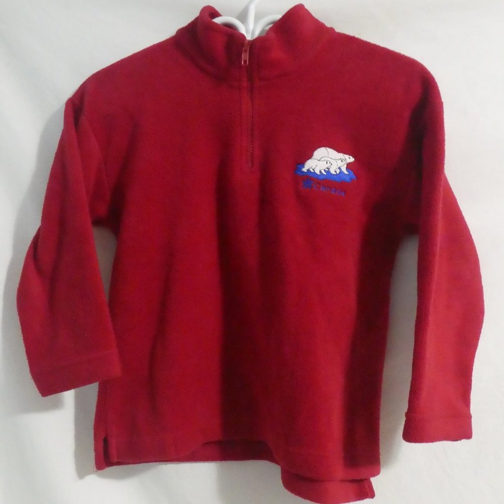 CITYSCAPE KIDS | size 8 | Red 1/4 Zip Fleece Embroidered Shirt | Made In Canada